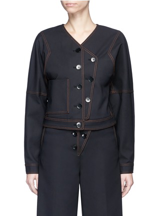 Main View - Click To Enlarge - TIBI - Topstitch cropped stretch jacket
