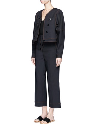 Figure View - Click To Enlarge - TIBI - Topstitch cropped stretch jacket