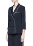 Front View - Click To Enlarge - TIBI - 'Spectator' contrast piping soft blazer