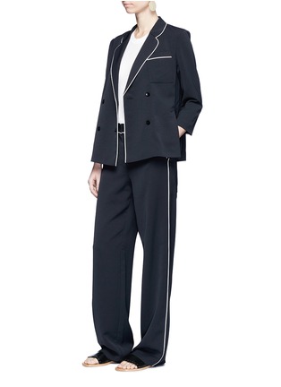 Figure View - Click To Enlarge - TIBI - 'Spectator' contrast piping soft blazer