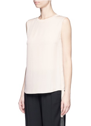 Front View - Click To Enlarge - VINCE - Knit sash sleeveless silk top