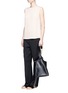 Figure View - Click To Enlarge - VINCE - Knit sash sleeveless silk top