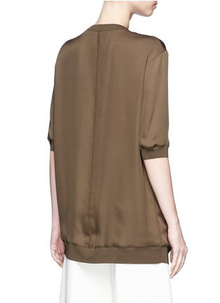 Back View - Click To Enlarge - VINCE - Ribbed trim silk tunic