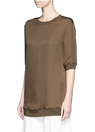 Front View - Click To Enlarge - VINCE - Ribbed trim silk tunic