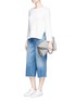 Figure View - Click To Enlarge - VINCE - Distressed denim culottes