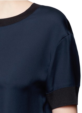 Detail View - Click To Enlarge - VINCE - Ribbed trim silk georgette T-shirt