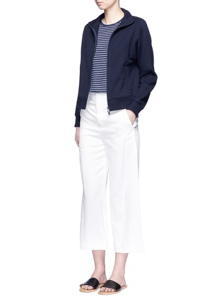 Figure View - Click To Enlarge - VINCE - Cotton French terry cropped track jacket