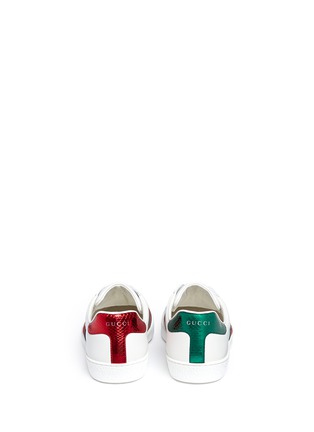 Back View - Click To Enlarge - GUCCI - 'Ace' embroidered bee stripe leather sneakers
