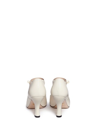 Back View - Click To Enlarge - GUCCI - Logo faux pearl leather Mary Jane pumps