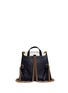 Back View - Click To Enlarge - GUCCI - 'Peony' floral faux pearl stud leather chain backpack