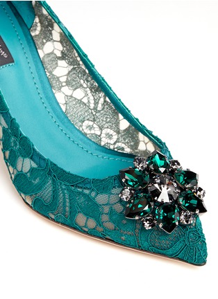 Detail View - Click To Enlarge - - - 'Bellucci' jewel brooch Taormina lace pumps