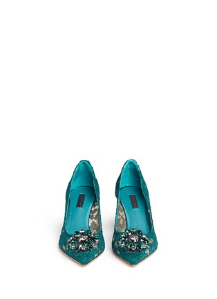 Front View - Click To Enlarge - - - 'Bellucci' jewel brooch Taormina lace pumps