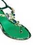 Detail View - Click To Enlarge - - - 'Keira' banana leaf print jewelled patent leather sandals