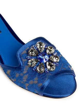 Detail View - Click To Enlarge - - - 'Bianca R' jewelled Taormina lace slippers
