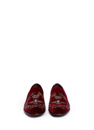 Figure View - Click To Enlarge - - - 'Milano' crown and bee crest velvet loafers