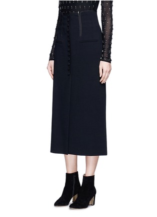 Front View - Click To Enlarge - LANVIN - Button front wool blend A-line skirt