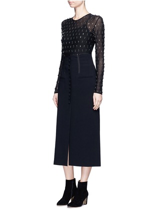 Figure View - Click To Enlarge - LANVIN - Button front wool blend A-line skirt