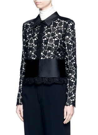 Front View - Click To Enlarge - LANVIN - Satin panel floral guipure lace jacket