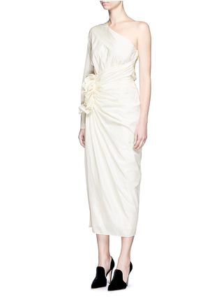Front View - Click To Enlarge - LANVIN - One-shoulder ruffle silk blend taffeta dress