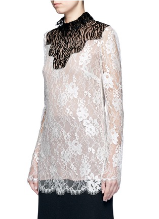 Front View - Click To Enlarge - LANVIN - Colourblock floral lace blouse