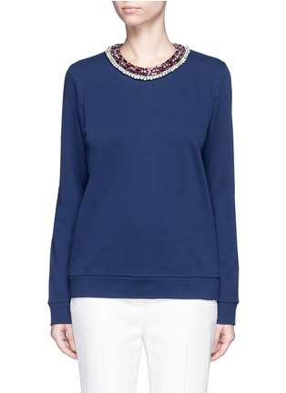 Main View - Click To Enlarge - LANVIN - Embellished neck cotton sweatshirt
