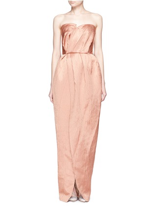 Main View - Click To Enlarge - LANVIN - Crinkled wool-silk sweetheart neck gown
