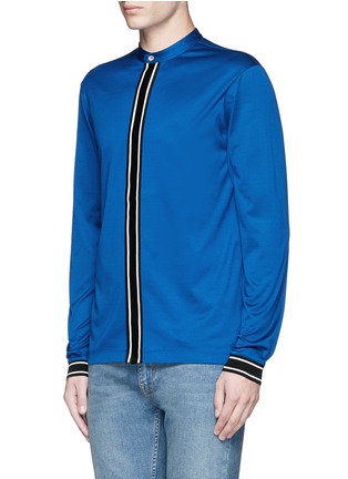 Front View - Click To Enlarge - PAUL SMITH - Band collar mercerised cotton shirt