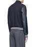 Back View - Click To Enlarge - PAUL SMITH - Leather sleeve stretch hopsack bomber jacket