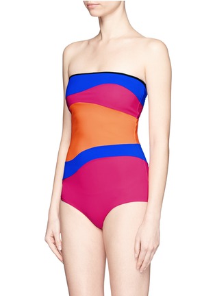 Detail View - Click To Enlarge - ROKSANDA - 'Emory' wave colourblock one-piece swimsuit