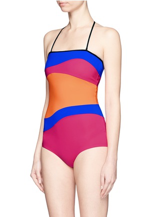 Figure View - Click To Enlarge - ROKSANDA - 'Emory' wave colourblock one-piece swimsuit
