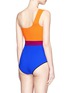 Back View - Click To Enlarge - ROKSANDA - 'Metis' colourblock one-shoulder swimsuit