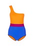 Main View - Click To Enlarge - ROKSANDA - 'Metis' colourblock one-shoulder swimsuit