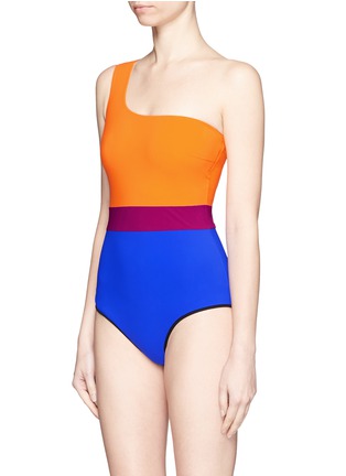 Figure View - Click To Enlarge - ROKSANDA - 'Metis' colourblock one-shoulder swimsuit