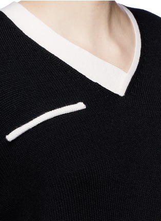 Detail View - Click To Enlarge - PORTS 1961 - Marled pocket rolled trim wool sweater