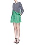 Figure View - Click To Enlarge - PORTS 1961 - Paperbag waist drawstring cotton twill shorts