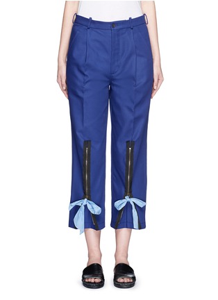 Main View - Click To Enlarge - PORTS 1961 - Ribbon tie zip cuff cropped pants
