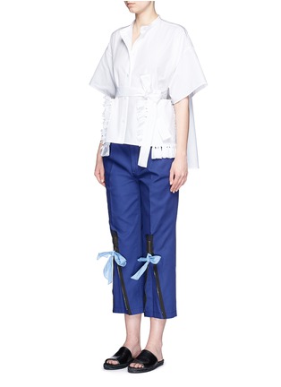 Figure View - Click To Enlarge - PORTS 1961 - Ribbon tie zip cuff cropped pants