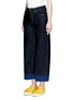 Front View - Click To Enlarge - PORTS 1961 - Coated cuff wide leg cropped jeans