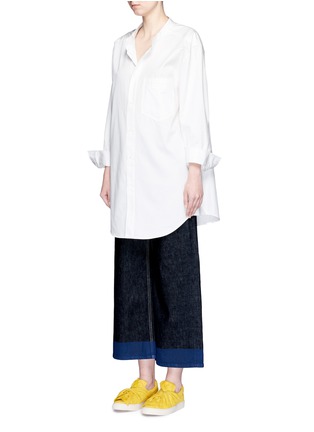 Figure View - Click To Enlarge - PORTS 1961 - Coated cuff wide leg cropped jeans