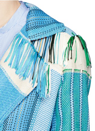 Detail View - Click To Enlarge - PORTS 1961 - Oversize lapel fringe jacquard knit sash coat