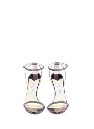 Front View - Click To Enlarge - JIMMY CHOO - 'Minny 100' lamé glitter sandals