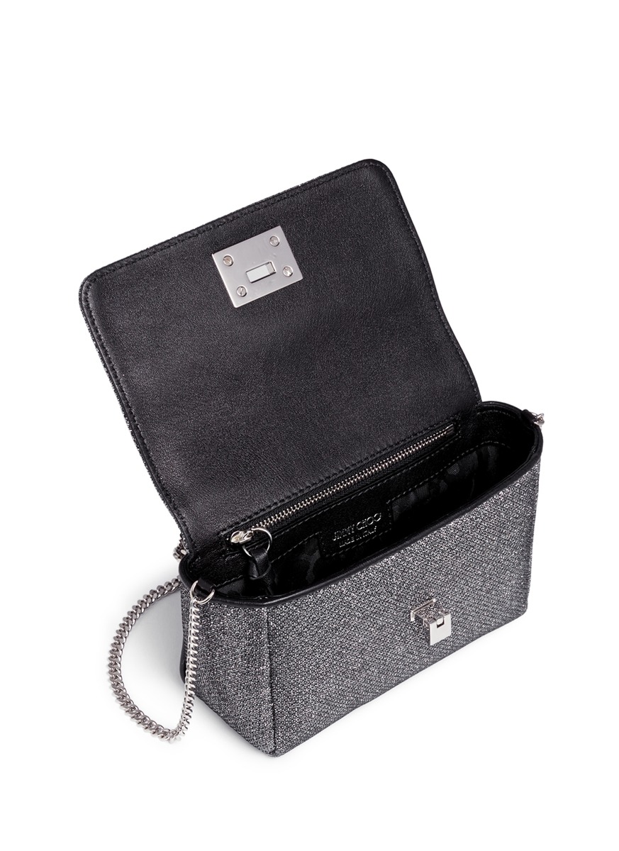 JIMMY CHOO 'Ruby L' Glitter Lamé Crossbody Bag