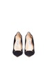 Front View - Click To Enlarge - JIMMY CHOO - 'Tamika' mirror leather gusset wavy suede pumps