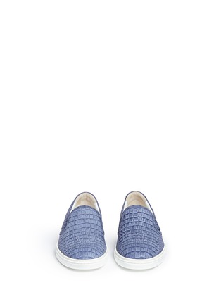 Front View - Click To Enlarge - JIMMY CHOO - 'Grove' croc embossed leather skate slip-ons