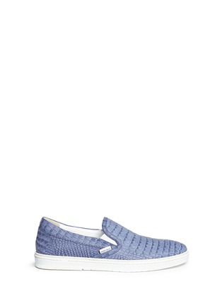 Main View - Click To Enlarge - JIMMY CHOO - 'Grove' croc embossed leather skate slip-ons