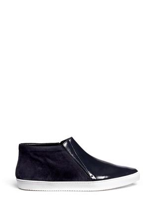 Main View - Click To Enlarge - FABIO RUSCONI - Patent leather and suede high top slip-ons