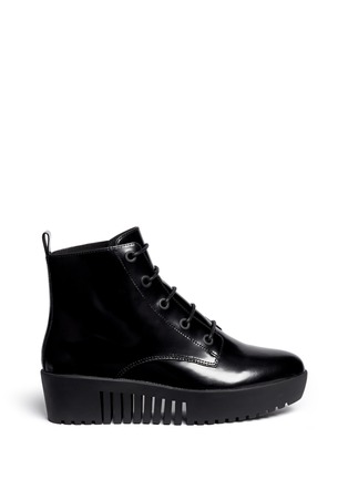 Main View - Click To Enlarge - OPENING CEREMONY - 'Grunge' lace-up leather platform ankle boots