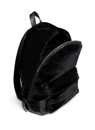 Detail View - Click To Enlarge - ALEXANDER WANG - 'Bookbag' kangaroo fur croc effect leather backpack