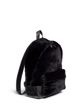 Front View - Click To Enlarge - ALEXANDER WANG - 'Bookbag' kangaroo fur croc effect leather backpack