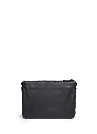 Back View - Click To Enlarge - ALEXANDER WANG - Kangaroo fur croc embossed leather zip pouch